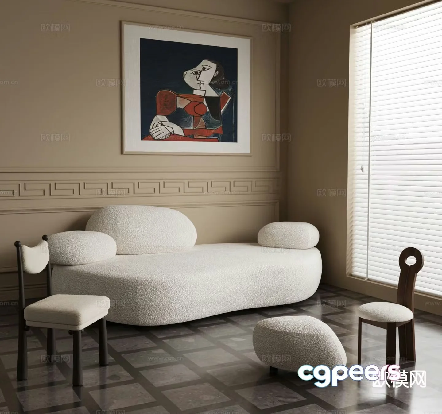 Medieval style modular sofa 3D model