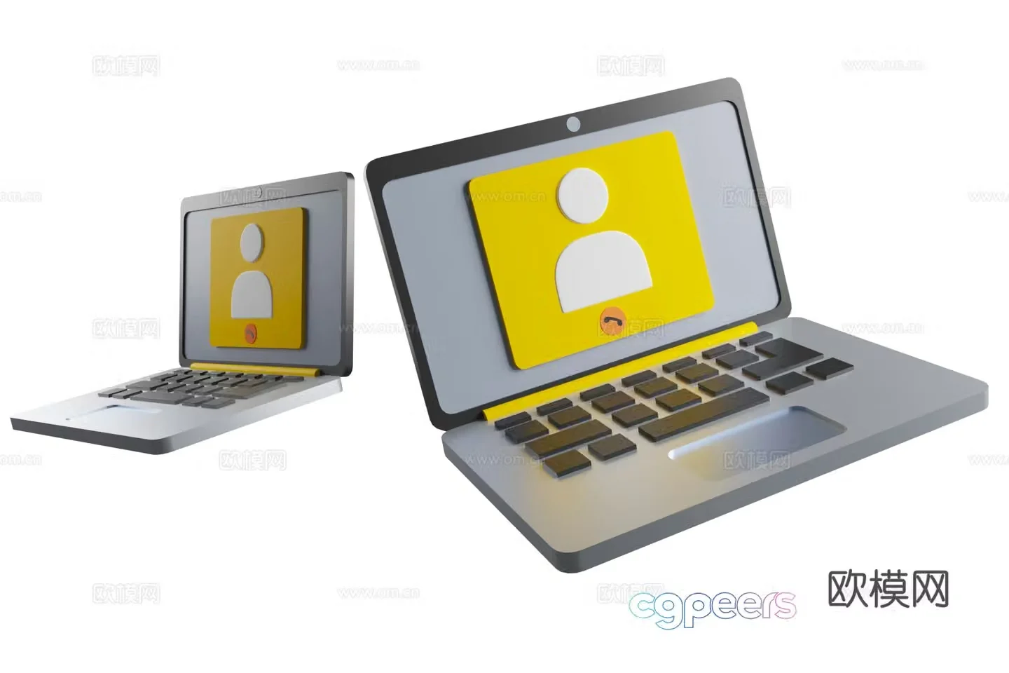 Q version laptop Laptop Cartoon Education Education 3D Model