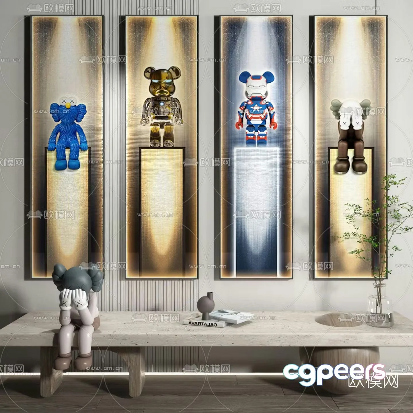 Modern KAWS decorative painting 3d model