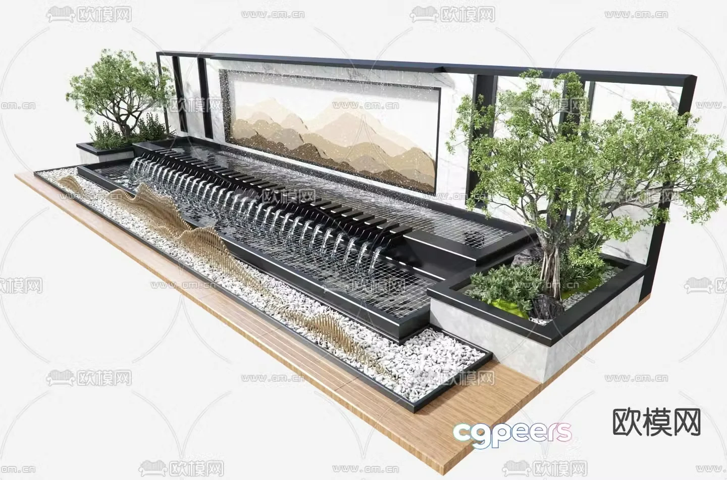 Water feature wall landscape sketch water curtain sketch 3d model