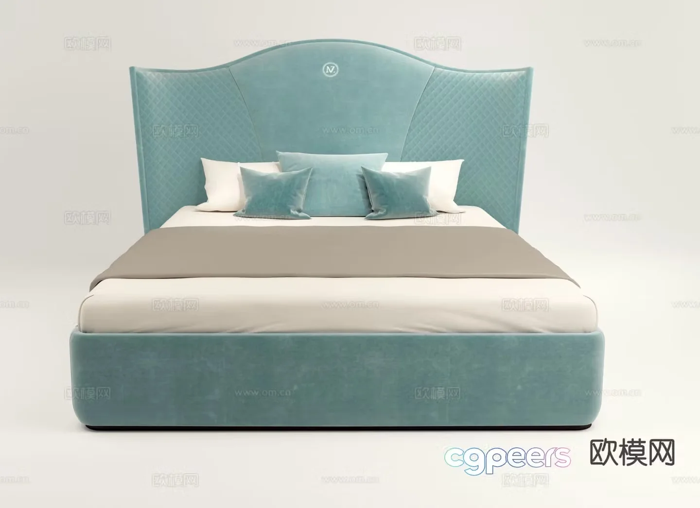Light luxury double bed 3D model