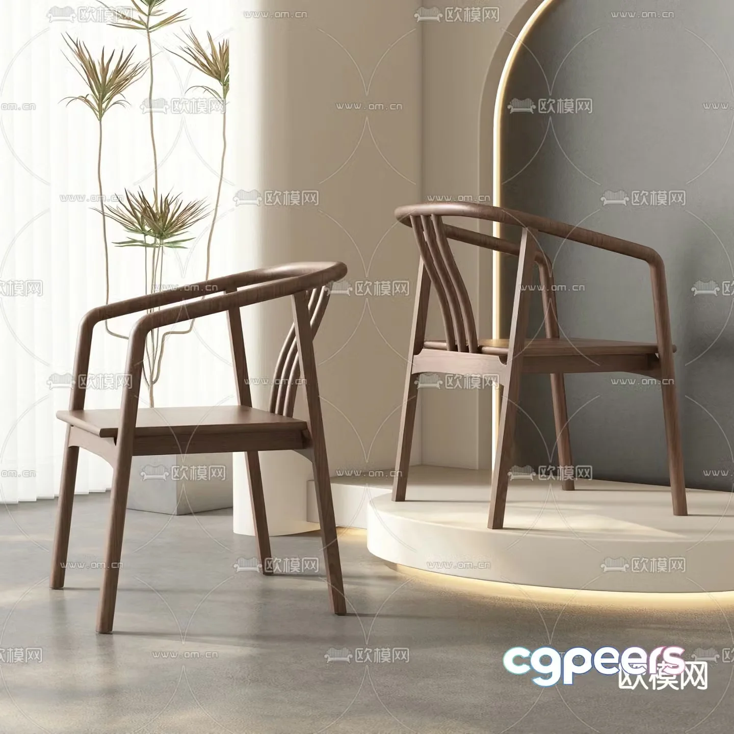 Chinese style single chair leisure chair wooden chair 3d model