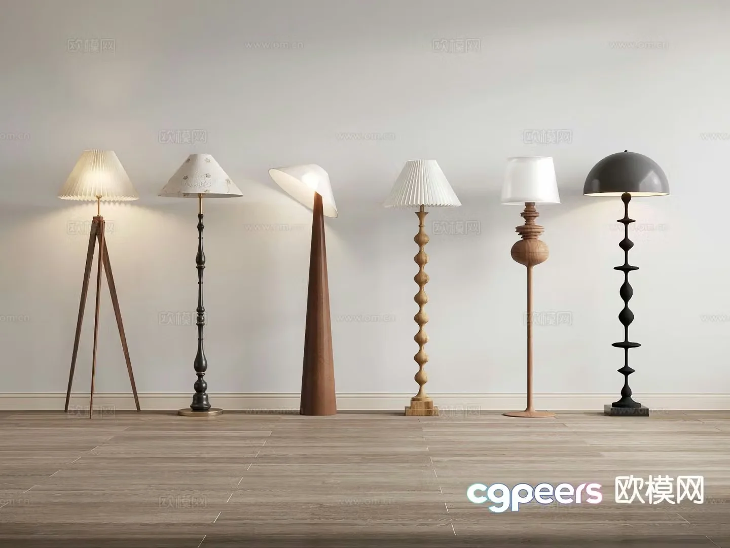 Medieval style floor lamp wooden floor lamp 3d model