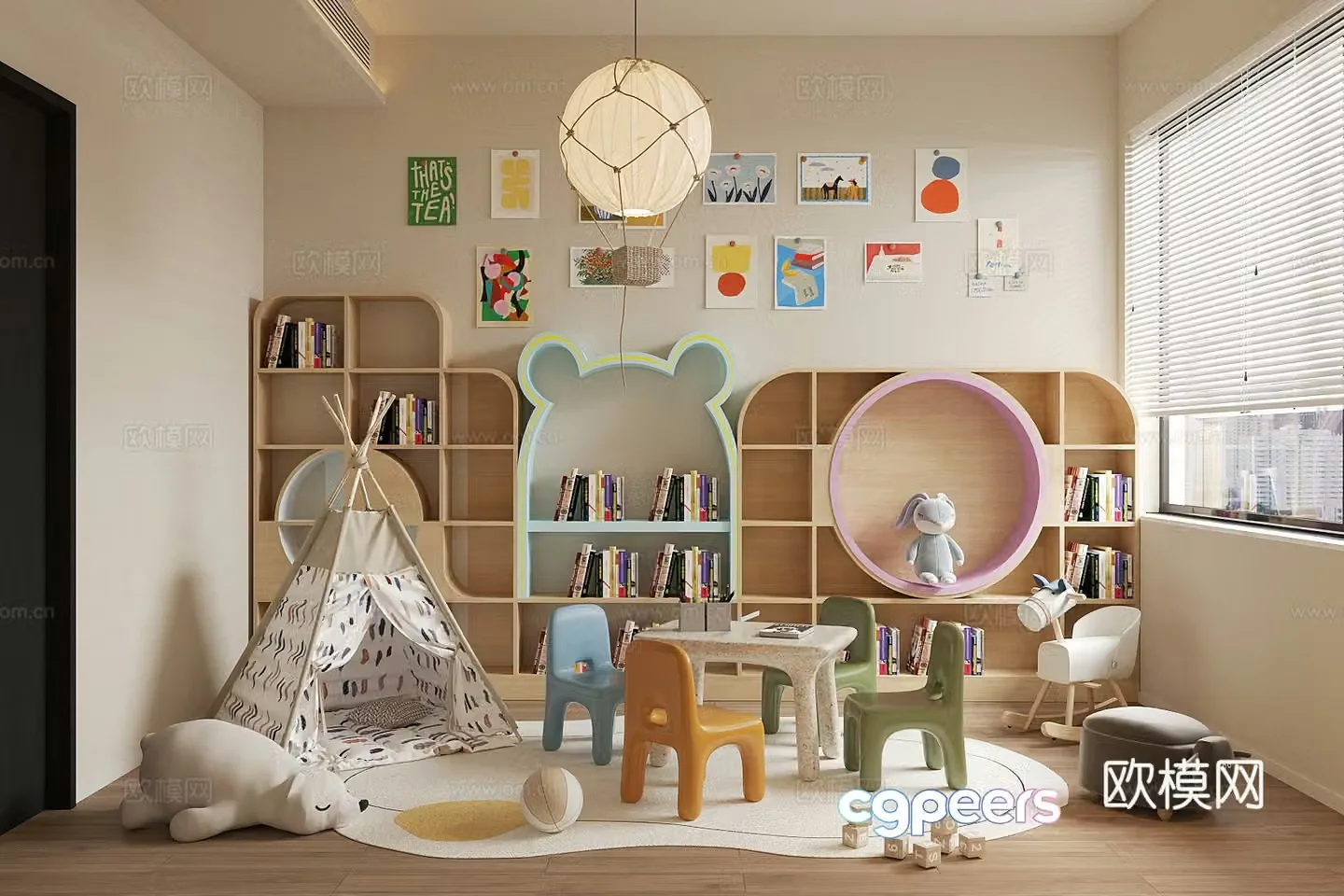 Modern children’s room Children’s entertainment room Toy room Toy doll combination Children’s bookcase 3D model