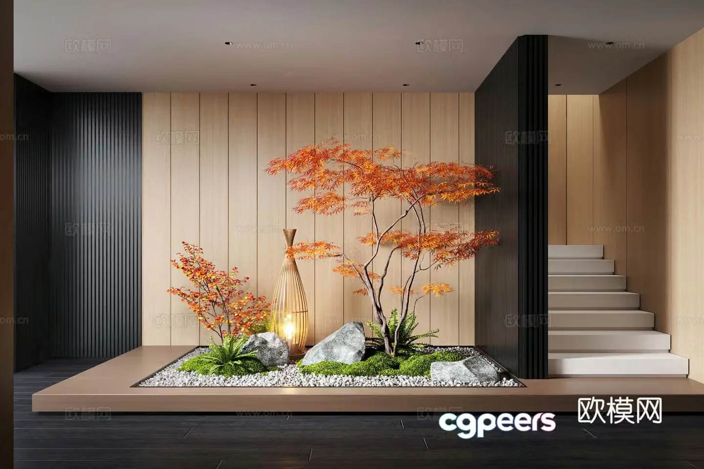 Modern interior landscape landscaping moss landscape landscape sketch plant landscape landscape stone 3d model