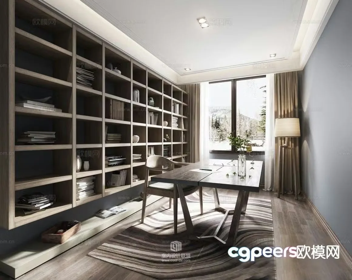 New Chinese style study 3D model
