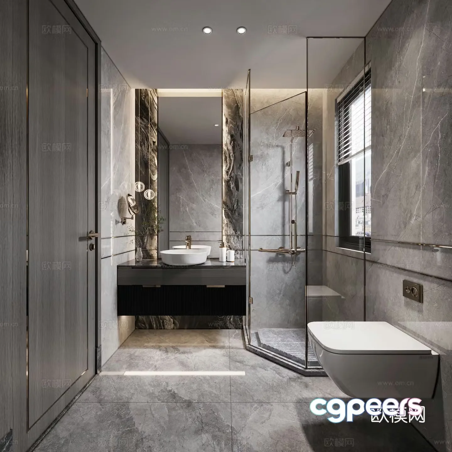 Light luxury bathroom bathroom 3d model