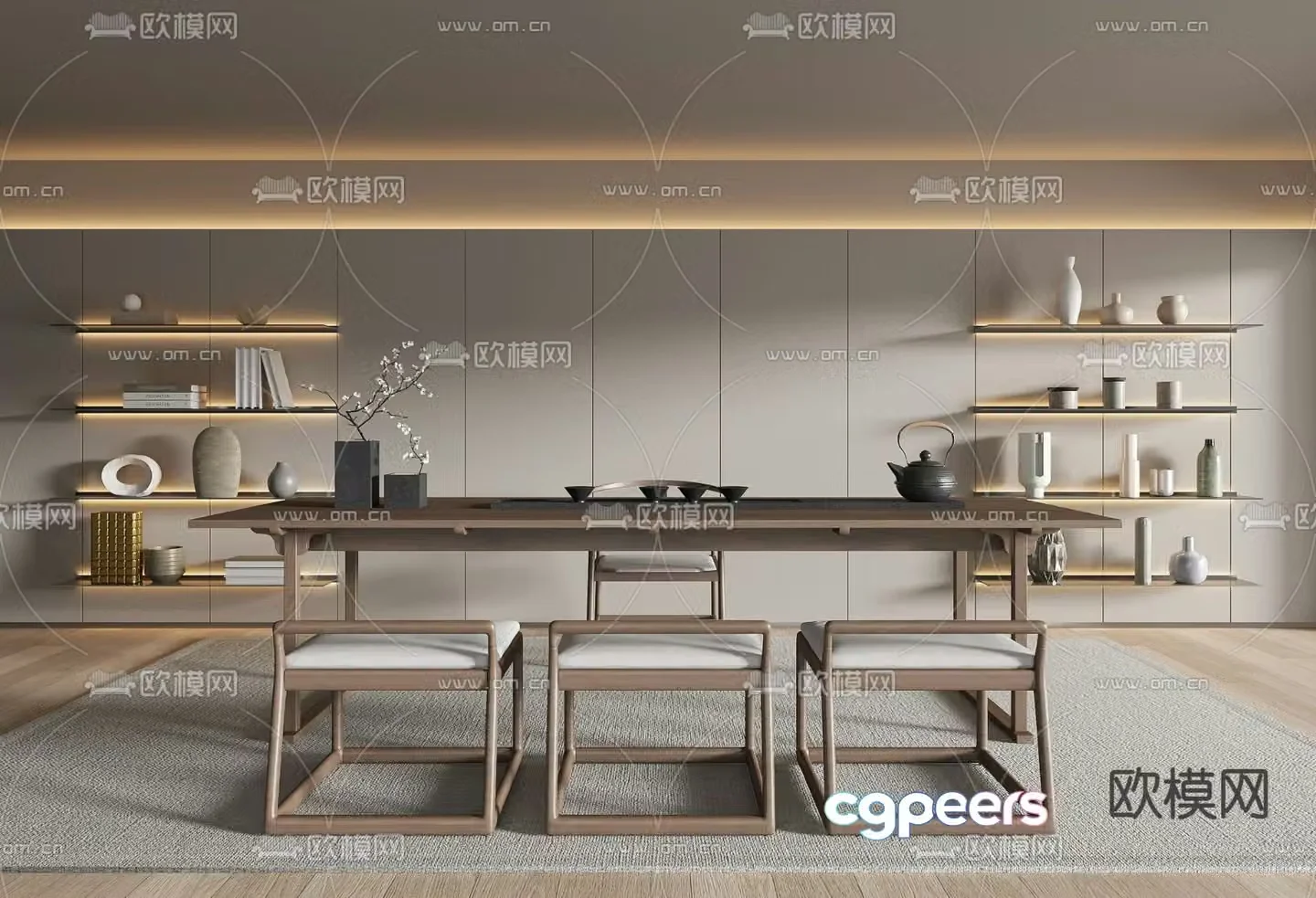New Chinese style tea table tea table 3d model
