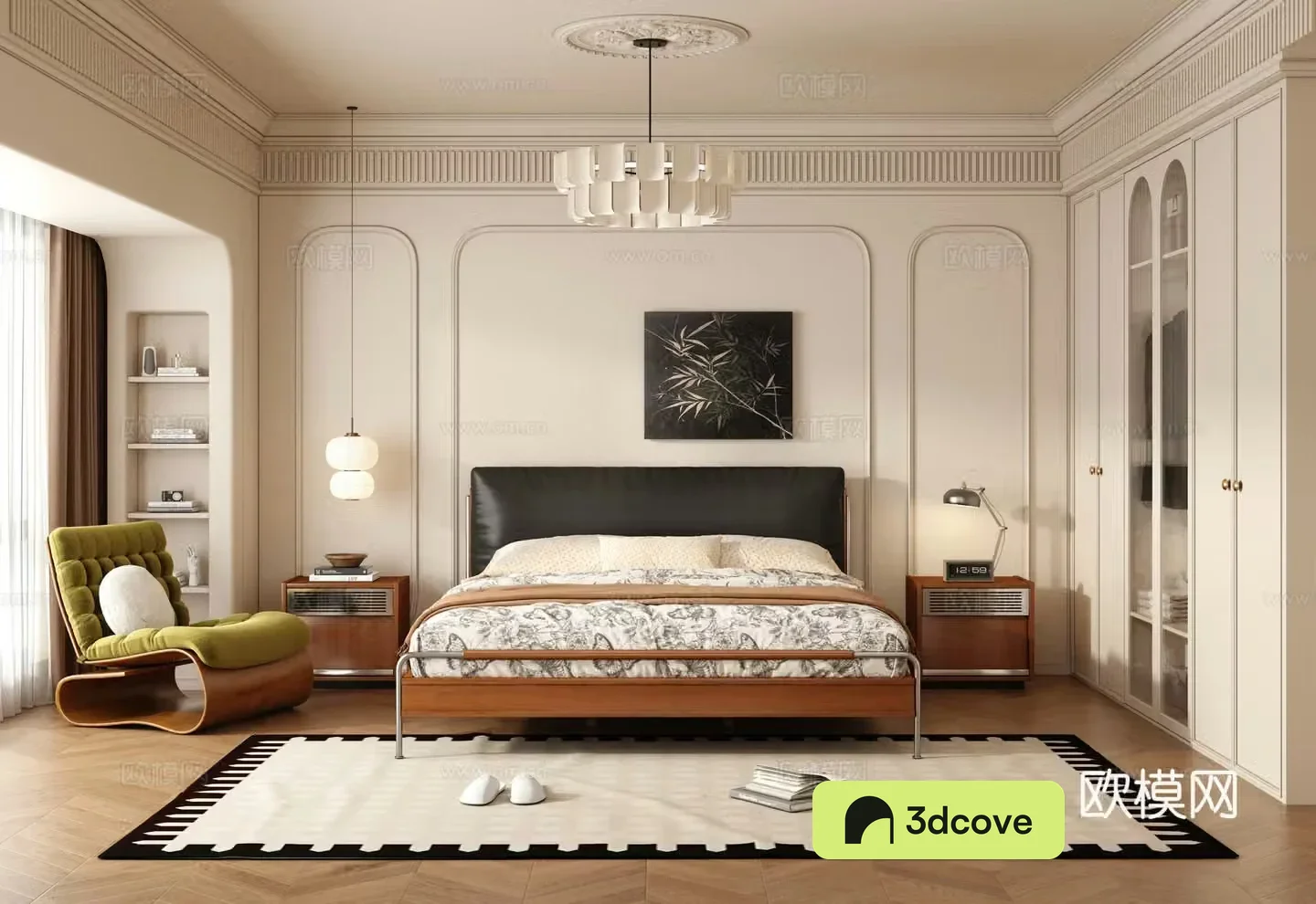 Middle style bedroom master bedroom 3D model