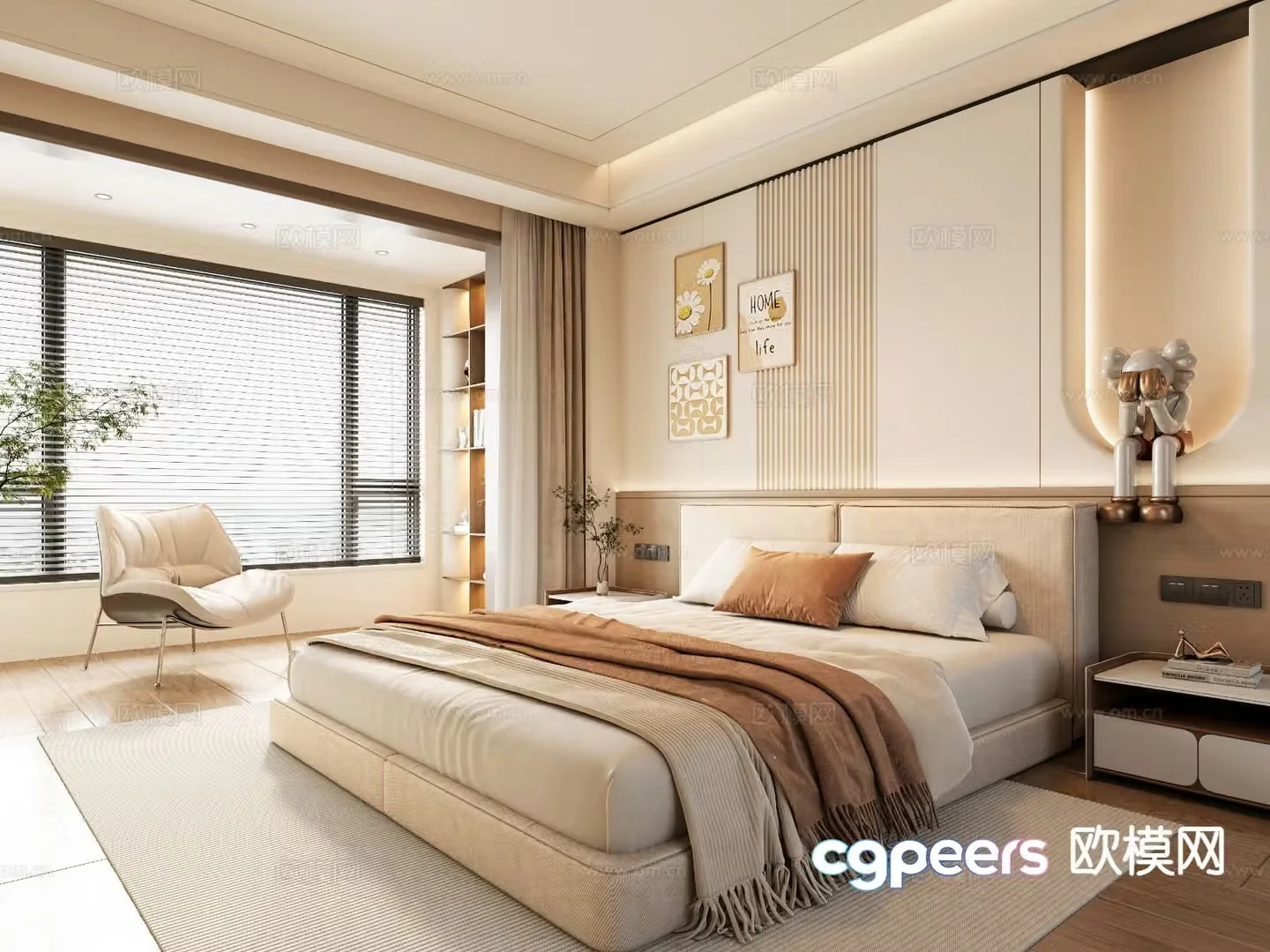 Cream style bedroom master bedroom 3d model