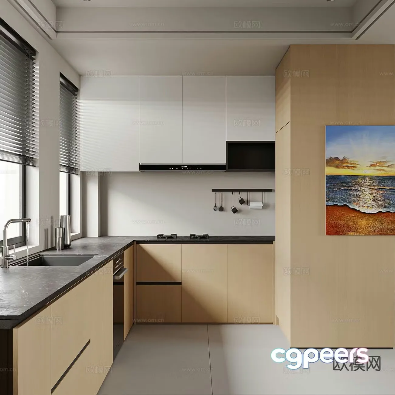 modern kitchen cabinet 3d model