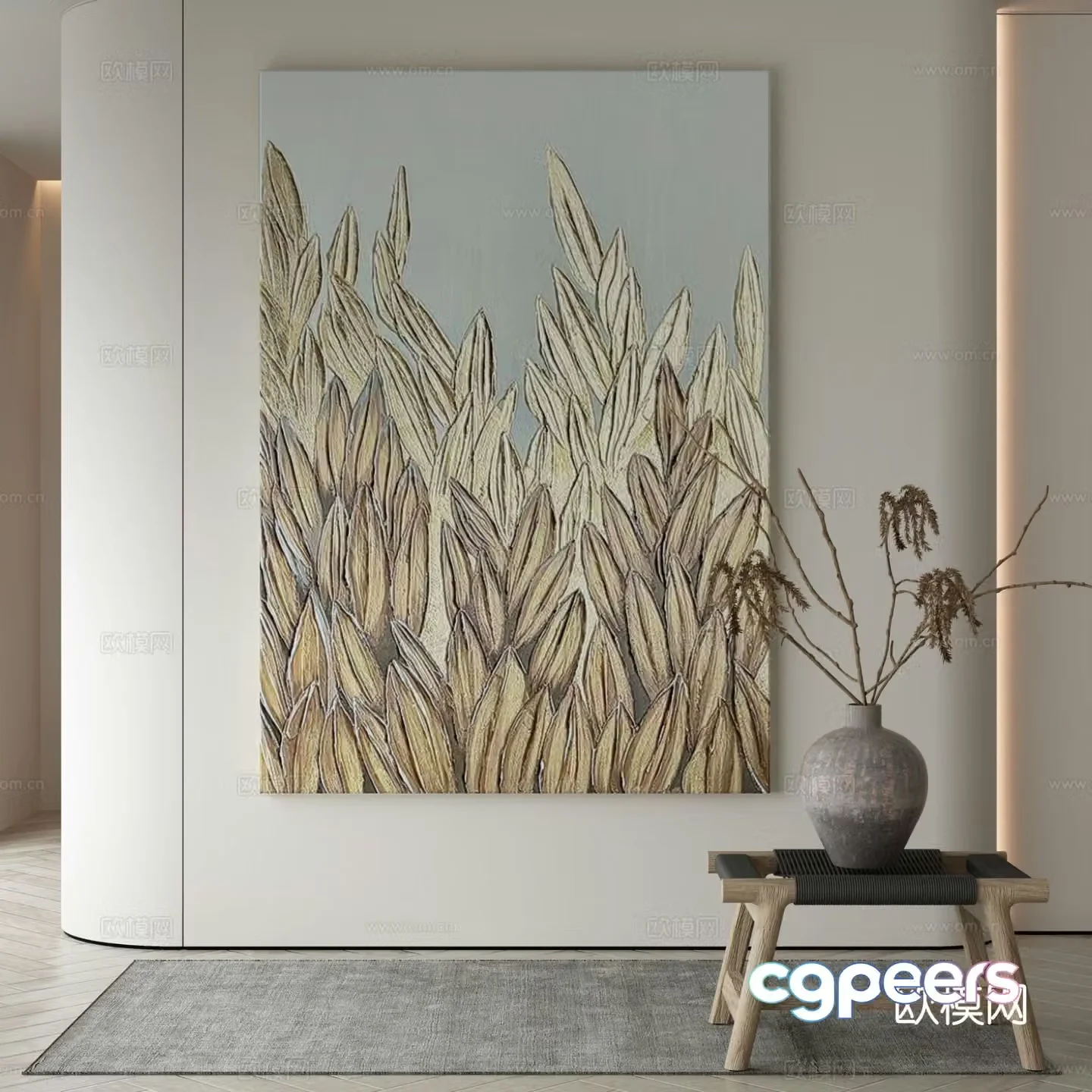 Modern decorative painting plant hanging painting 3d model