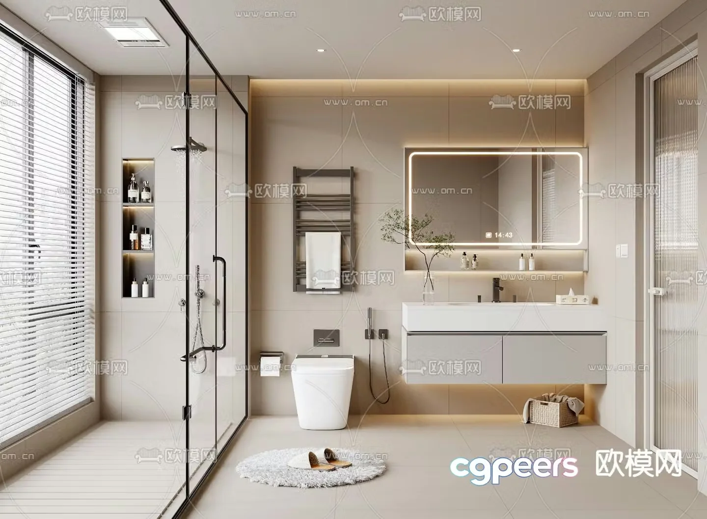 Creamy style bathroom toilet toilet 3d model