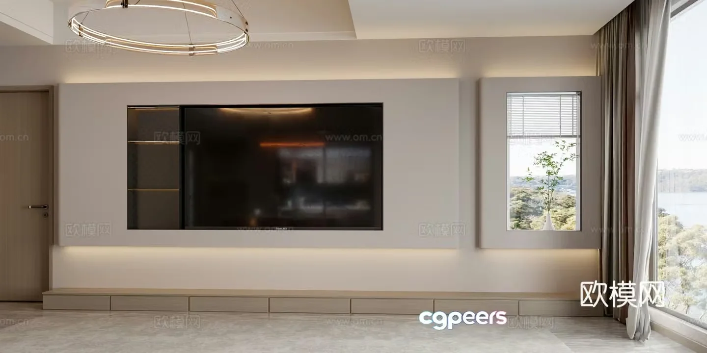 Modern TV background wall 3d model