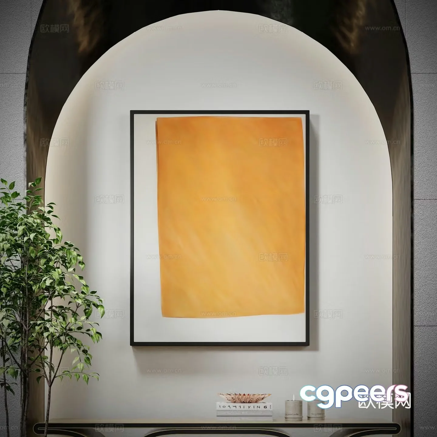 Modern art abstract color block hanging painting 3d model
