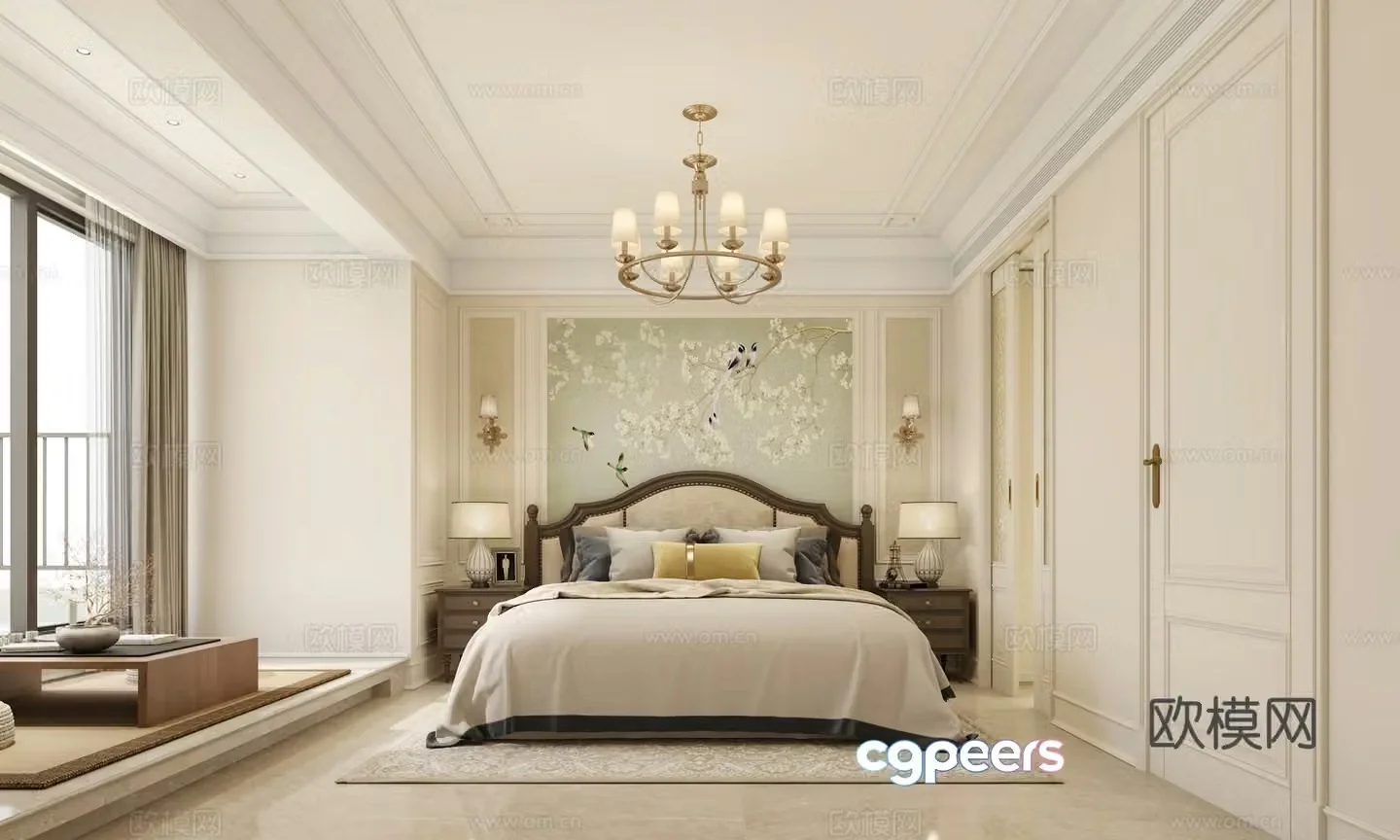 American style bedroom master bedroom 3d model