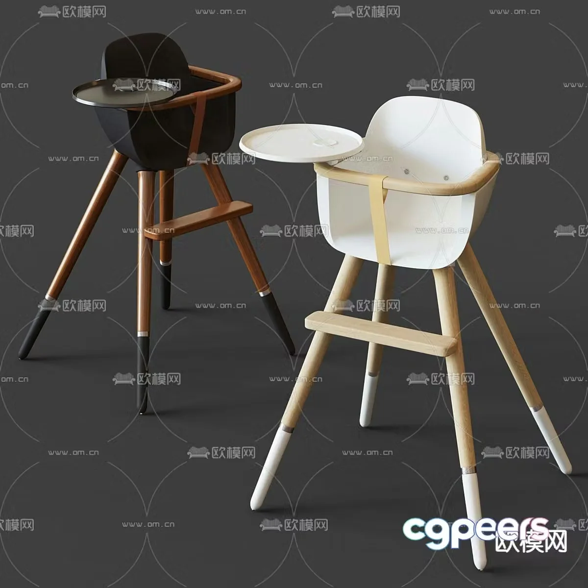 high baby chair 3d model