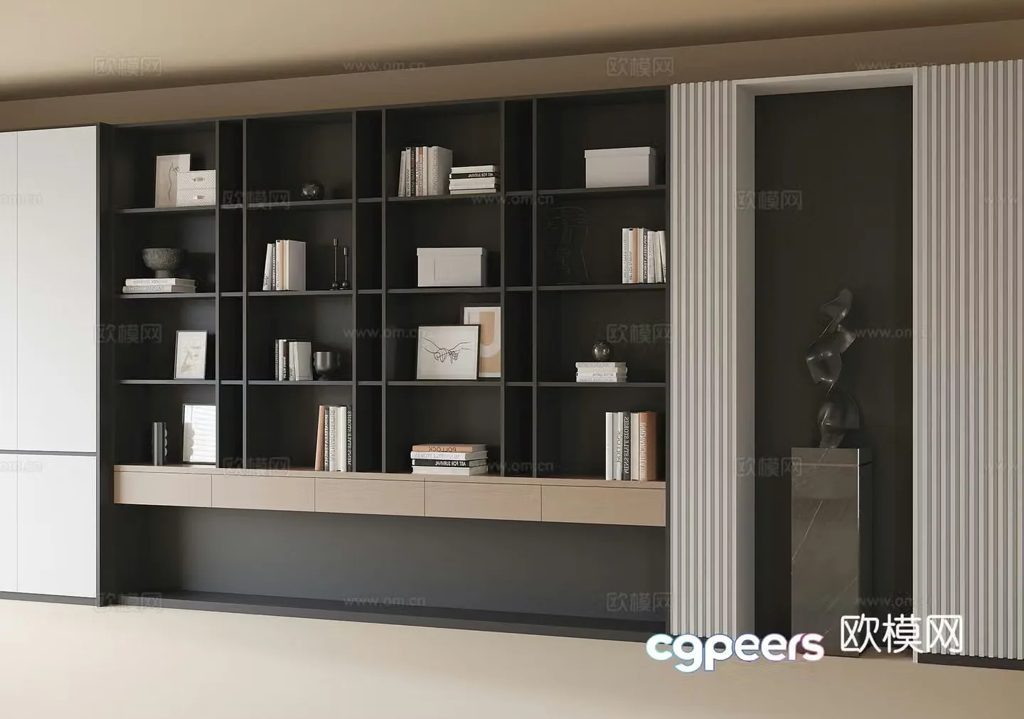Modern office bookcase 3d model
