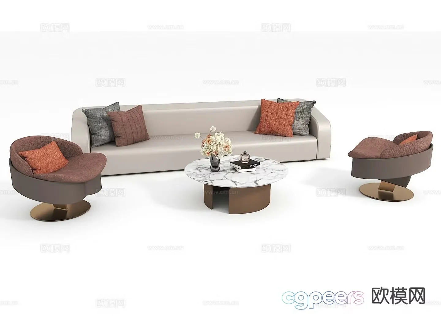 Modern sofa coffee table modular sofa 3d model