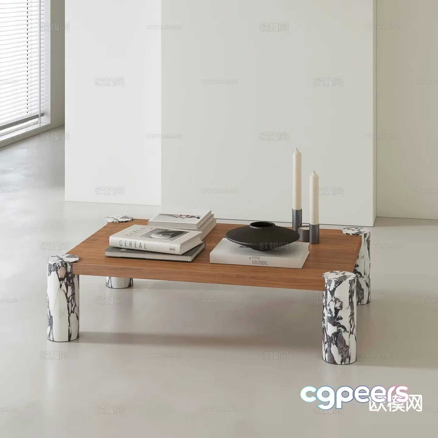 Medieval style solid wood coffee table 3D model