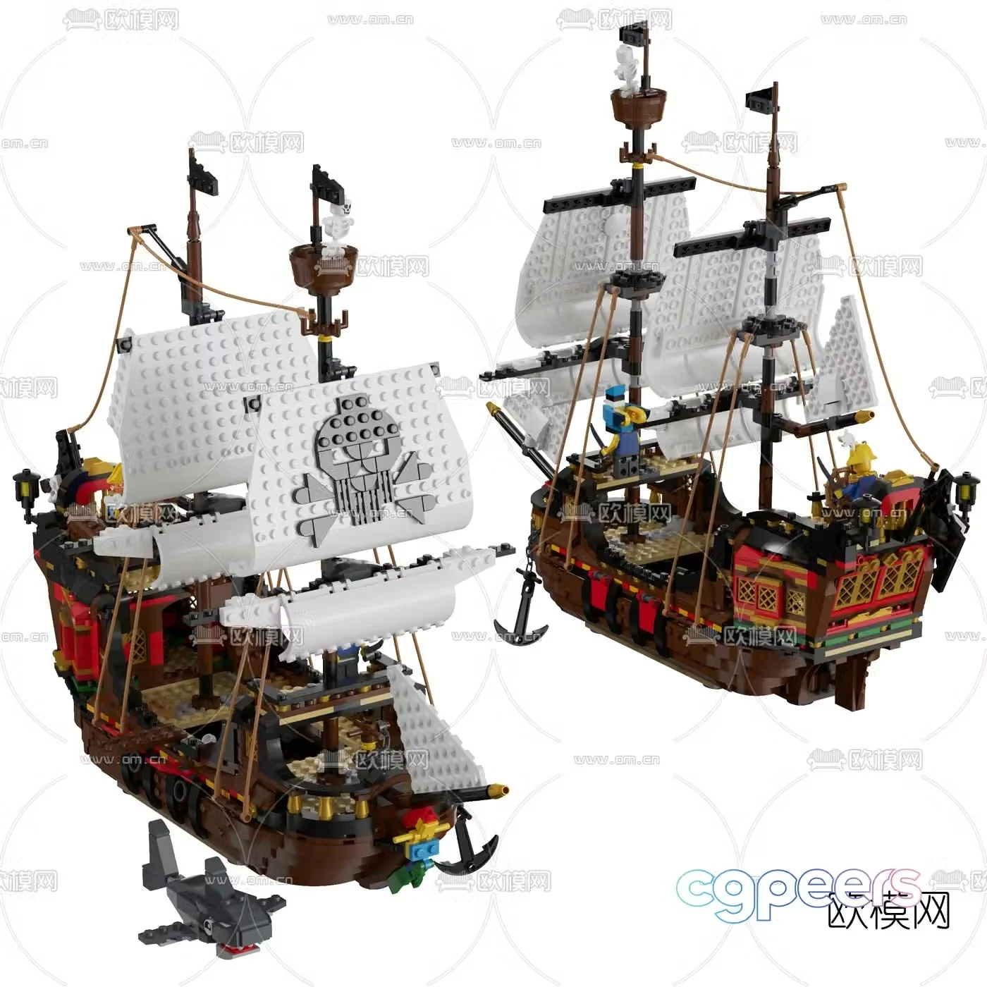 Modern pirate ship toy 3d model