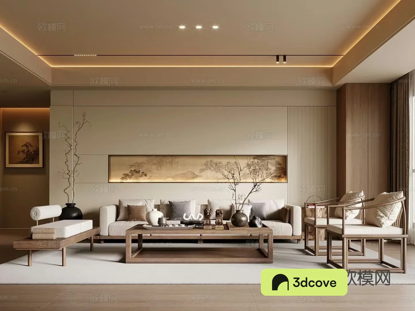 Chinese living room Song style living room Sofa coffee table combination