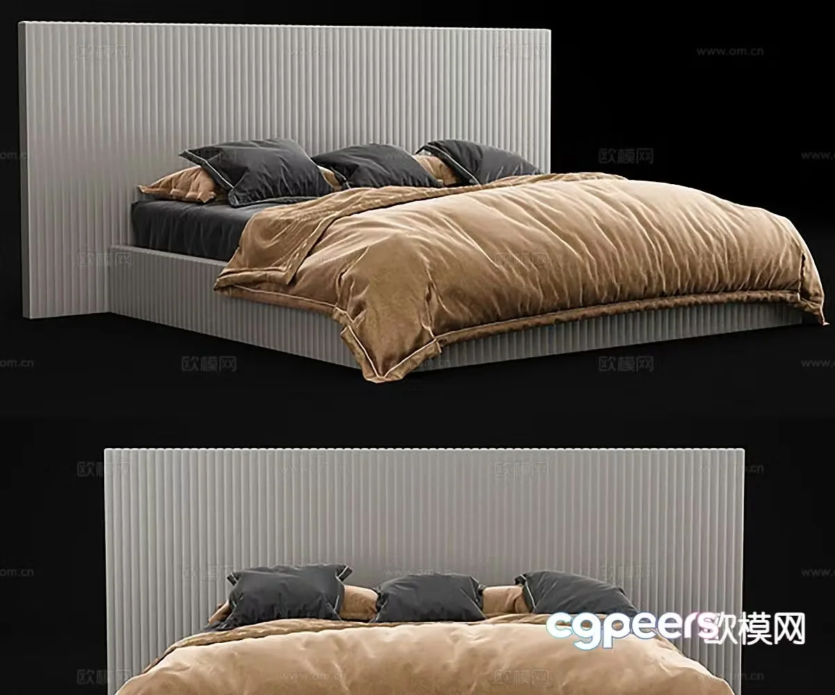 Modern double bed 3d model