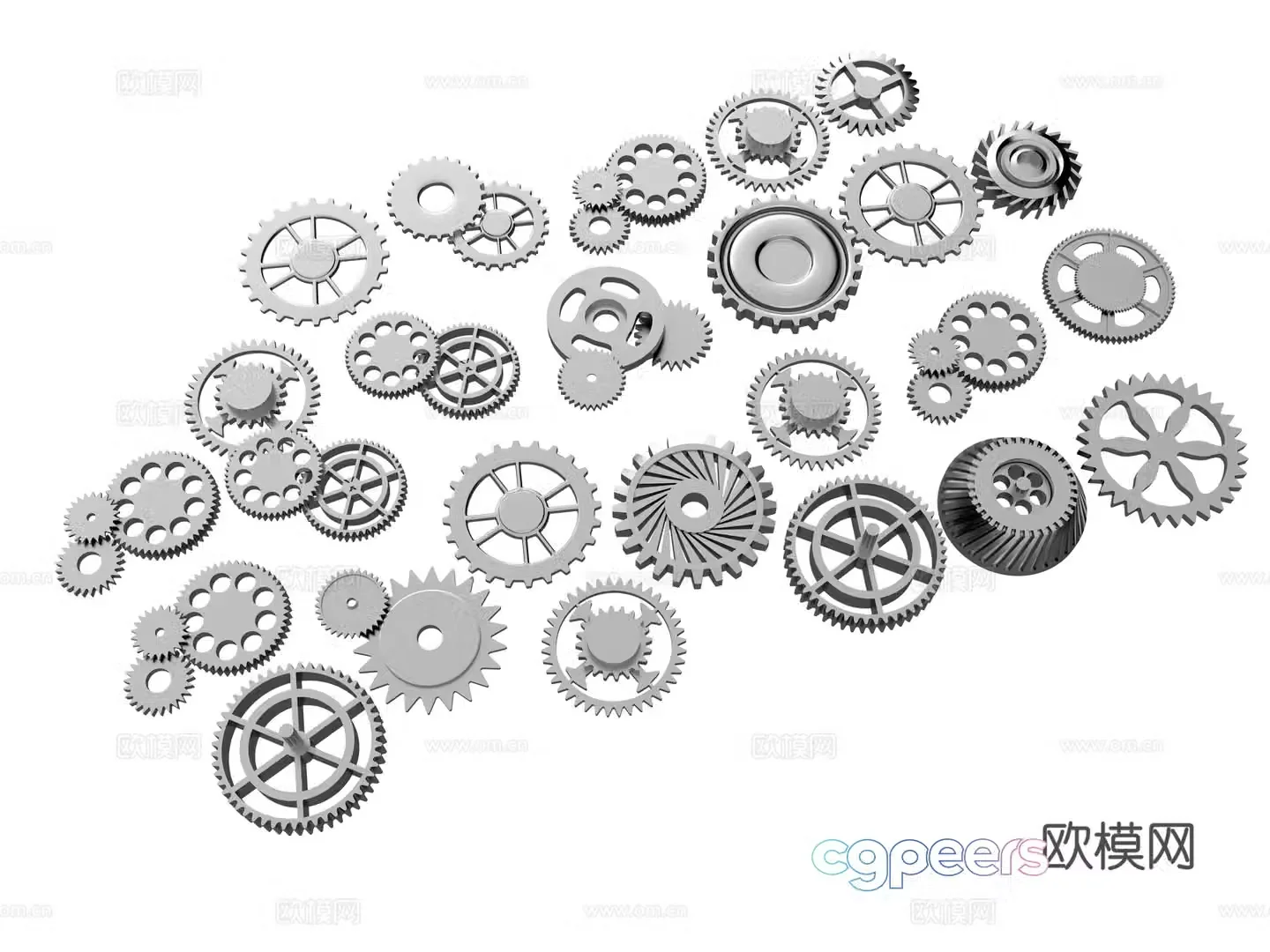 Hardware gear combination mechanical gear industrial gear technology gear pinion gear machinery 3d model