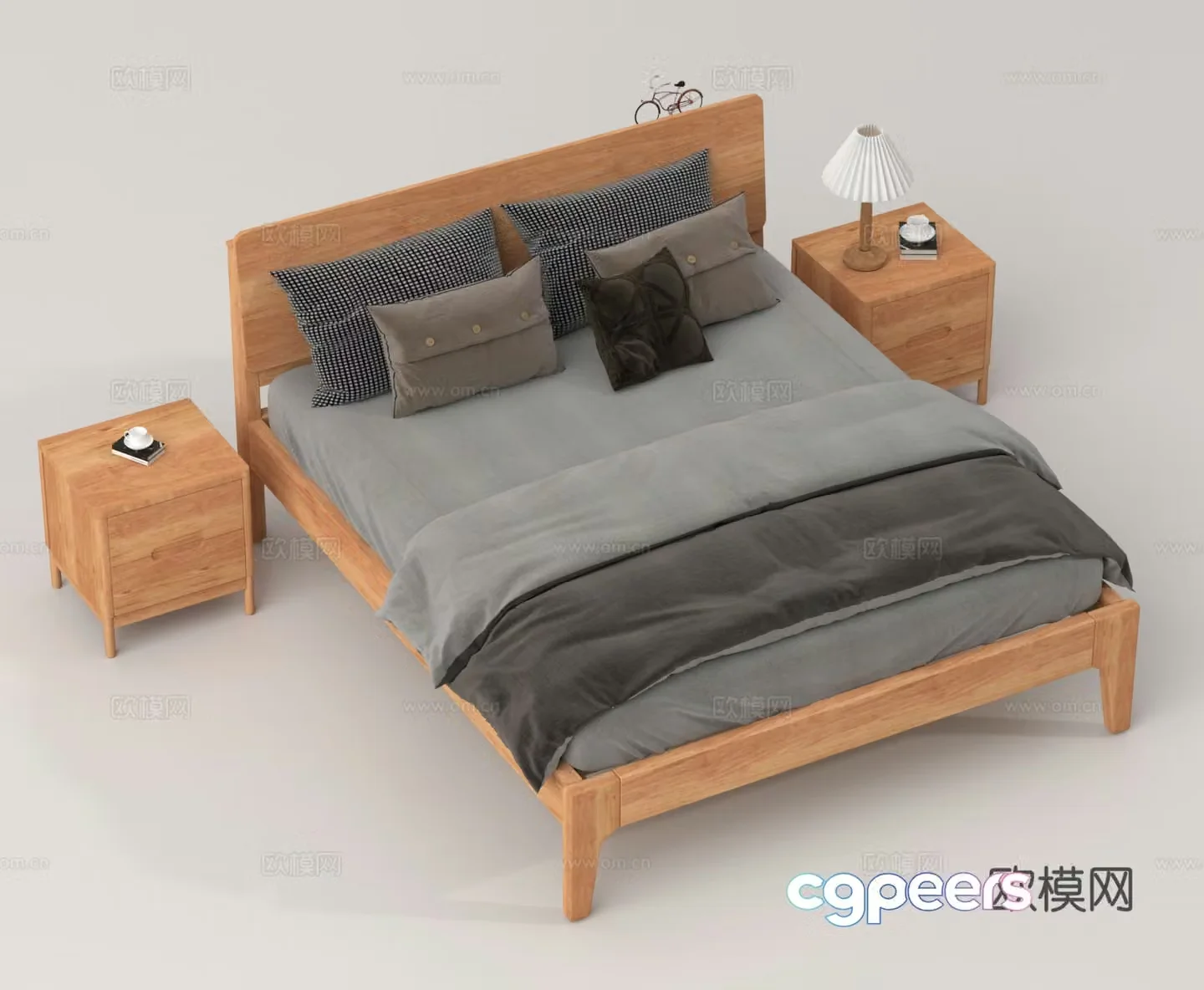 Double bed nightstand 3d model