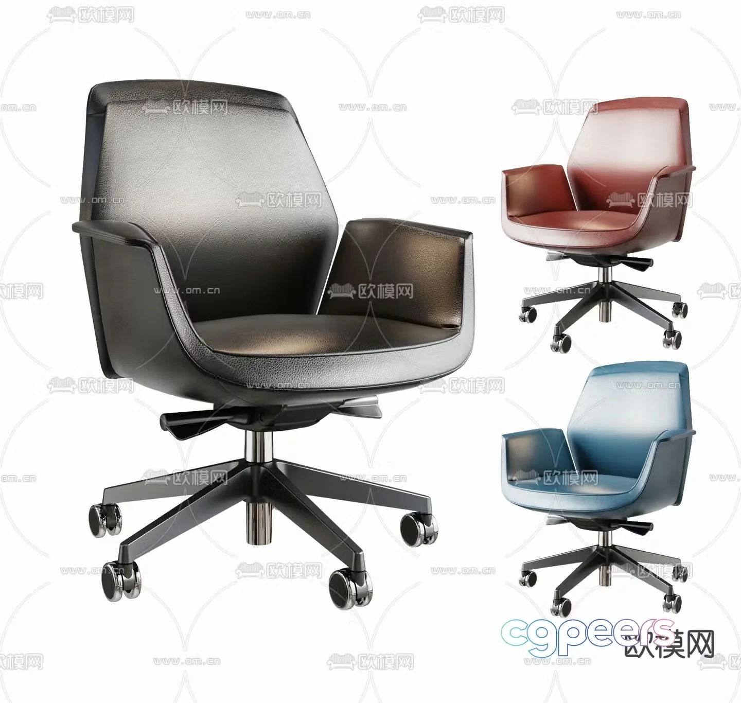 Crescent office chair staff chair 3d model
