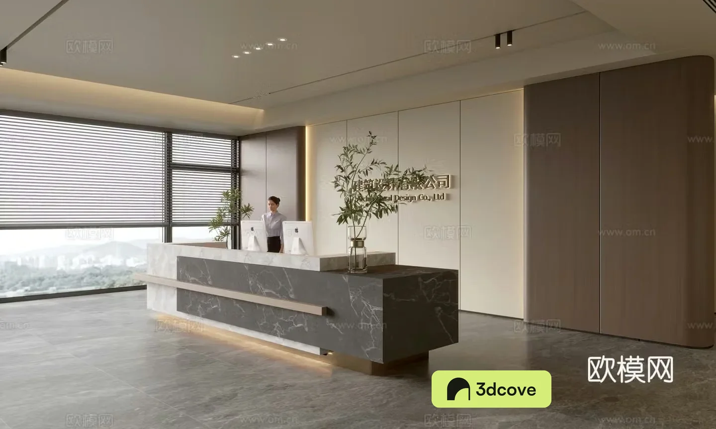 Modern company front desk reception area bar reception desk service desk company front desk background
