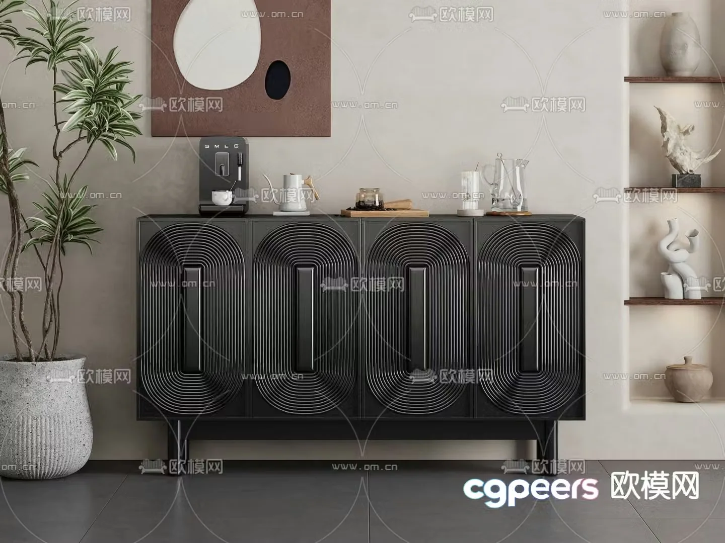 Modern entryway cabinet side cabinet 3d model