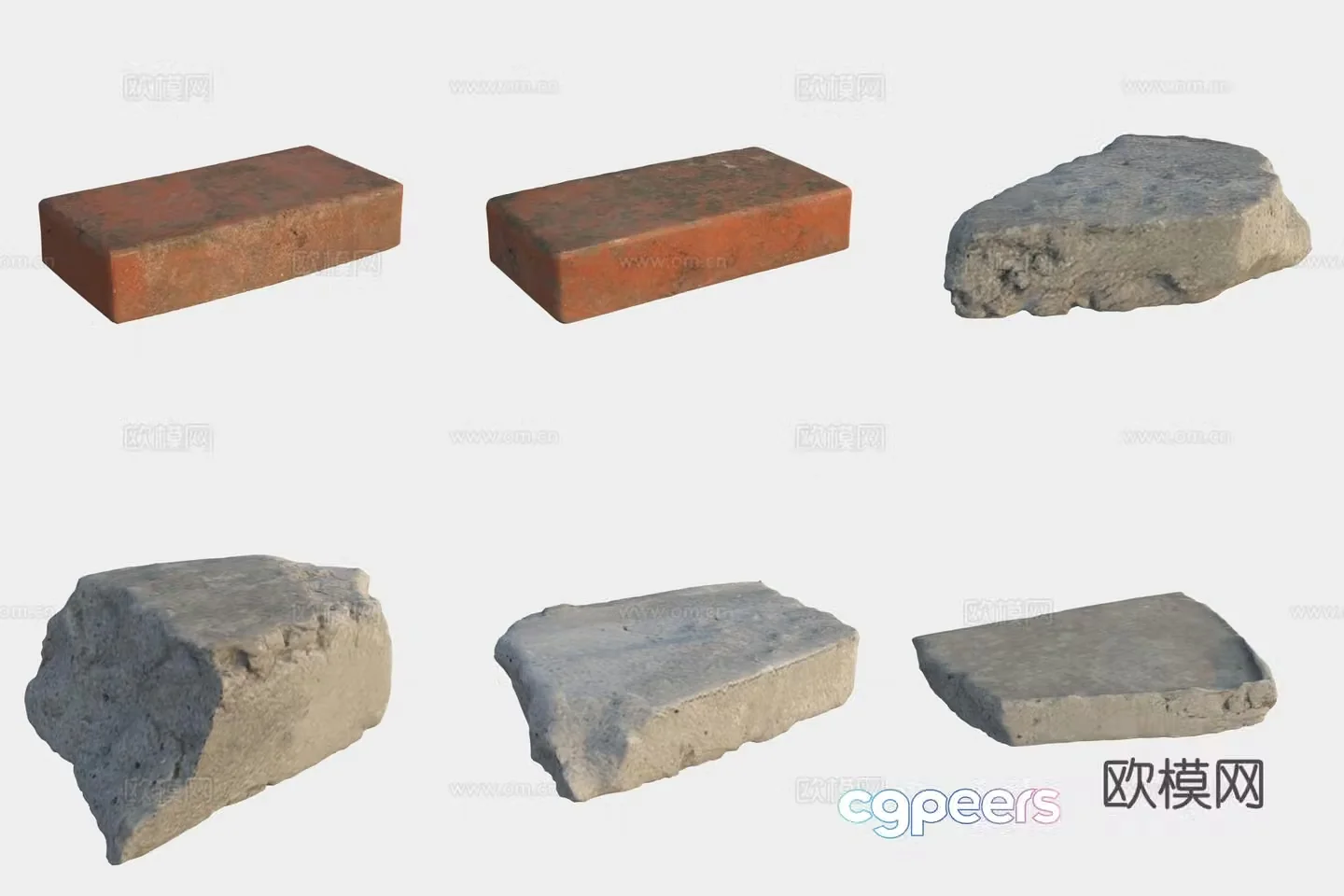 Brick stone building materials 3d model