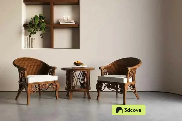 Rattan Chairs With White Cushions