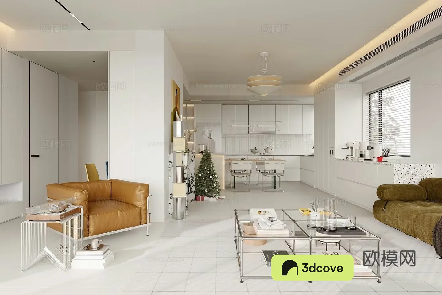 Modern living and dining room