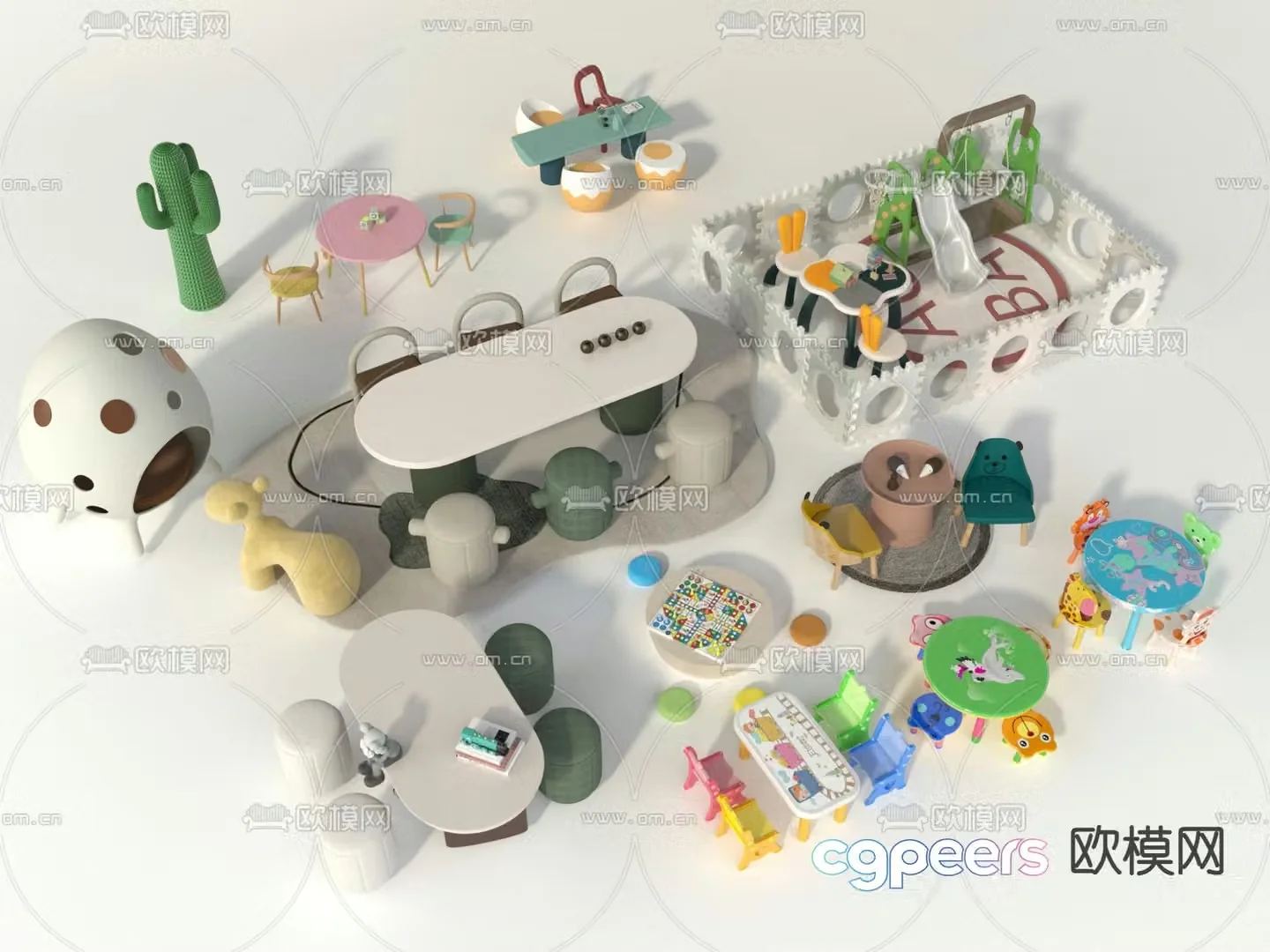 Children’s table game table 3d model