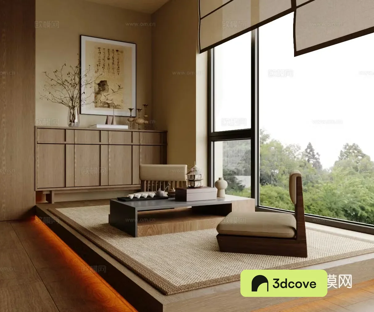 New Chinese-style Zen Tea Room Tatami Tea Room Song-style aesthetic tea room Tea tatami Tea Room