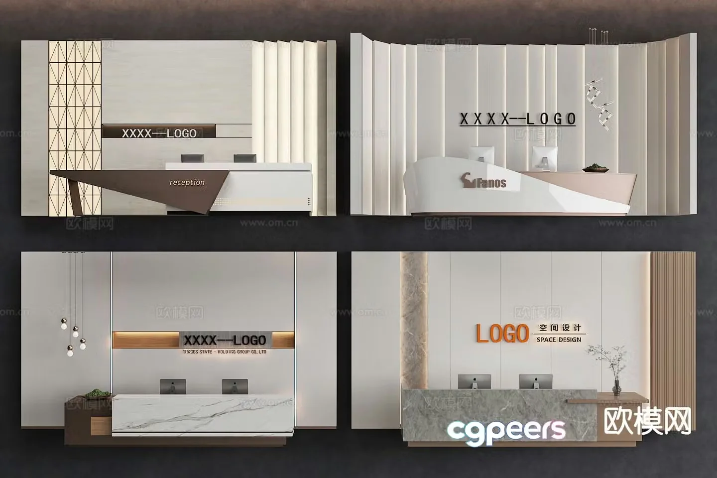 Modern front desk reception desk service desk 3d model