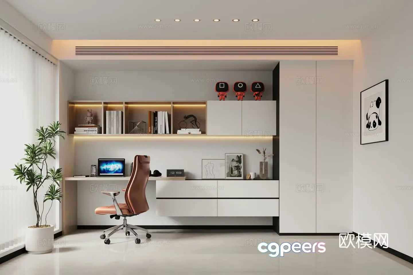 Modern study open study 3D model