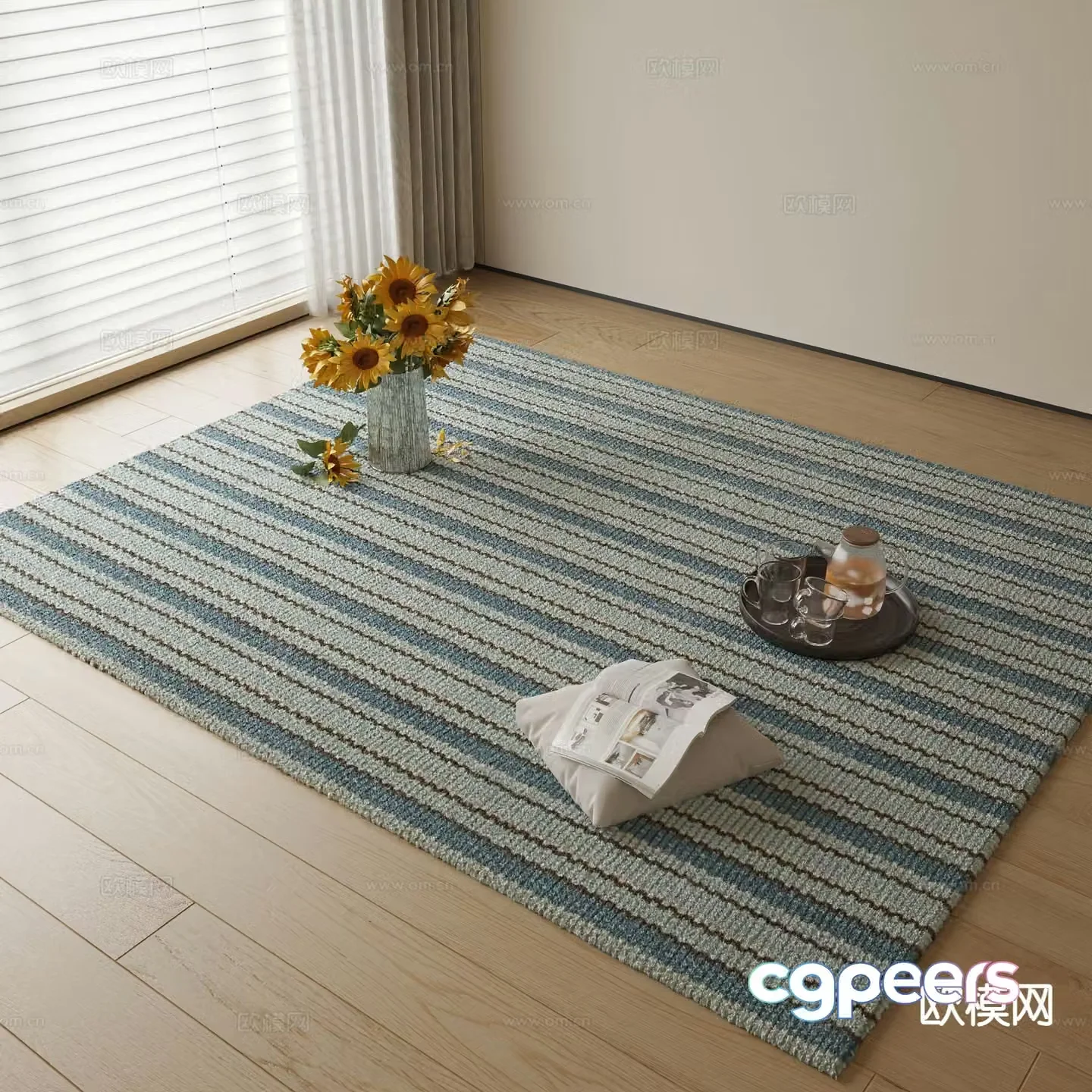 Modern striped carpet 3d model