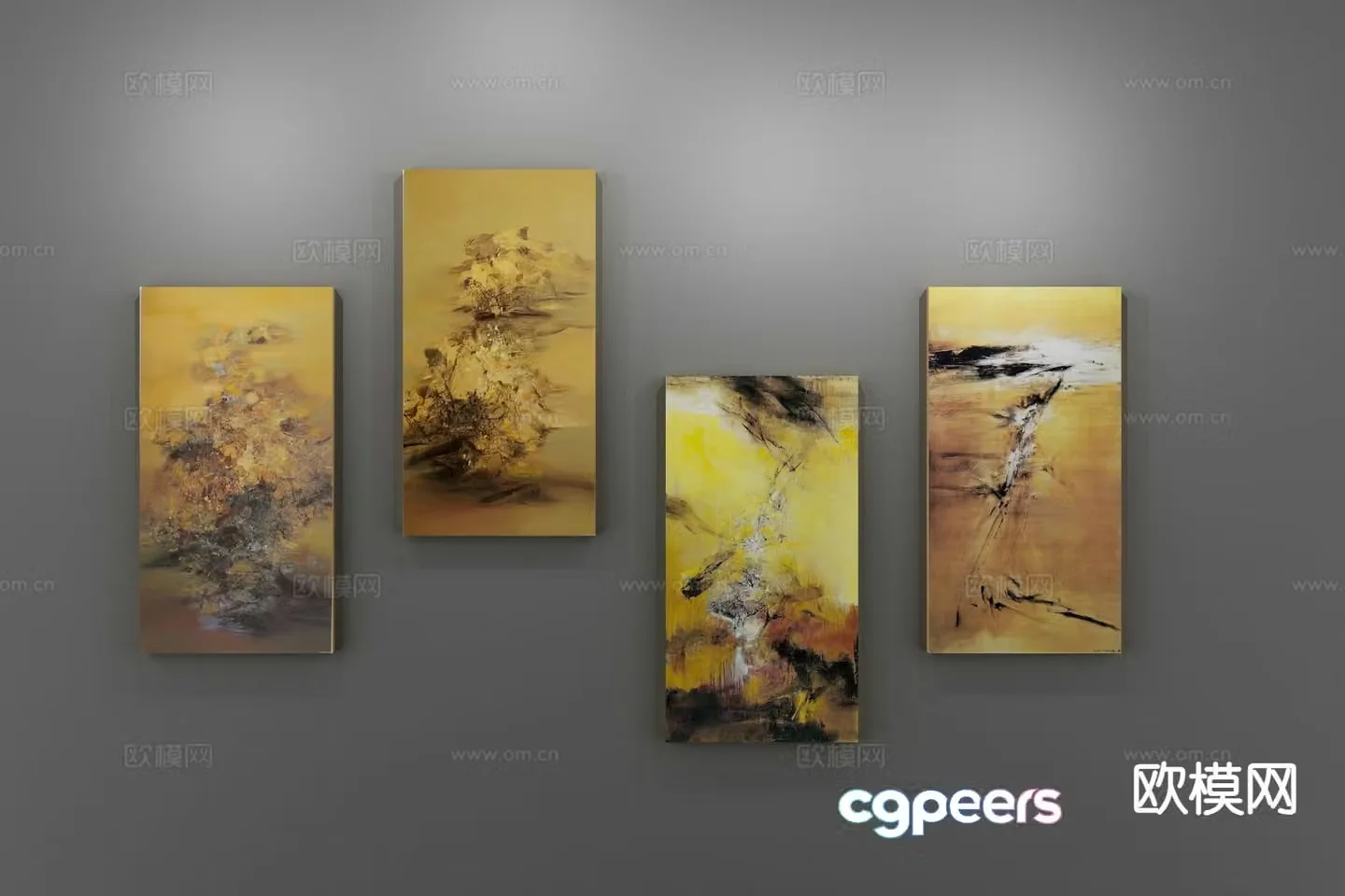 New Chinese style decorative painting art painting hanging painting 3d model