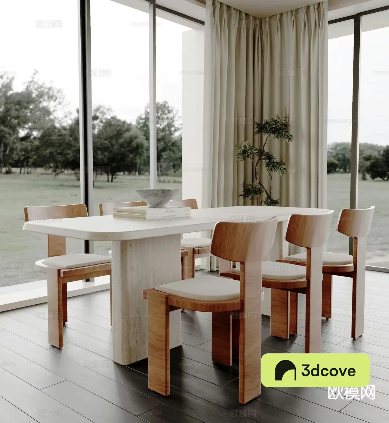 Modern dining table and chairs