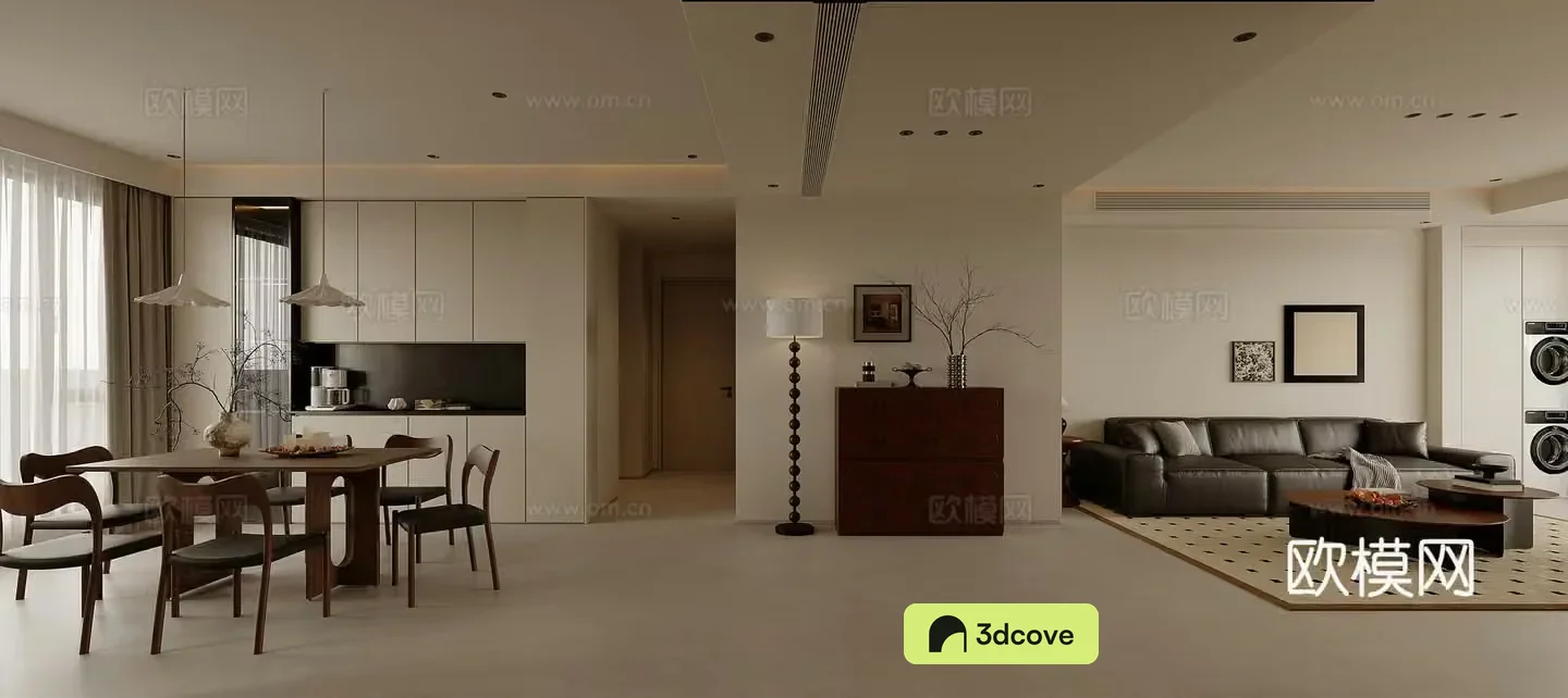 Middle-aged living room 3d model