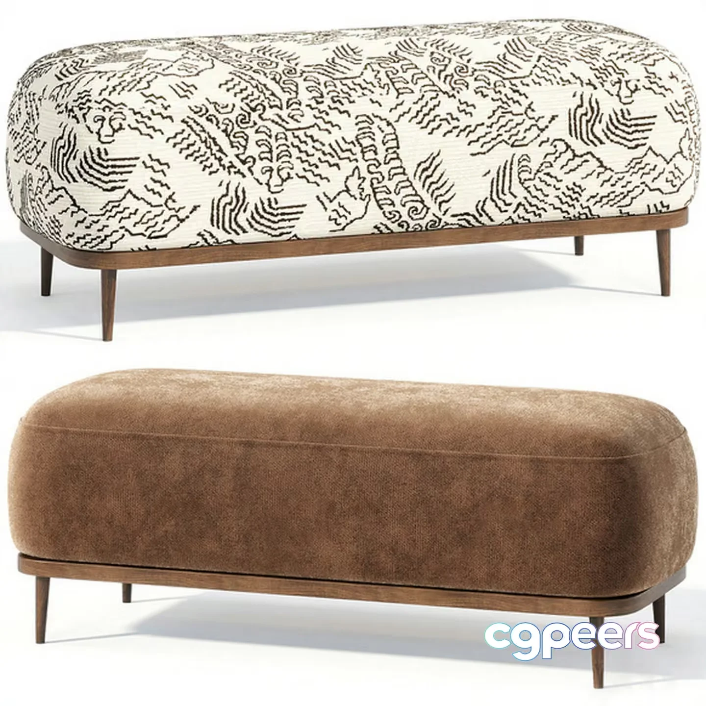 Brown And White Bench 3D Model – 14205 – CORONA Render