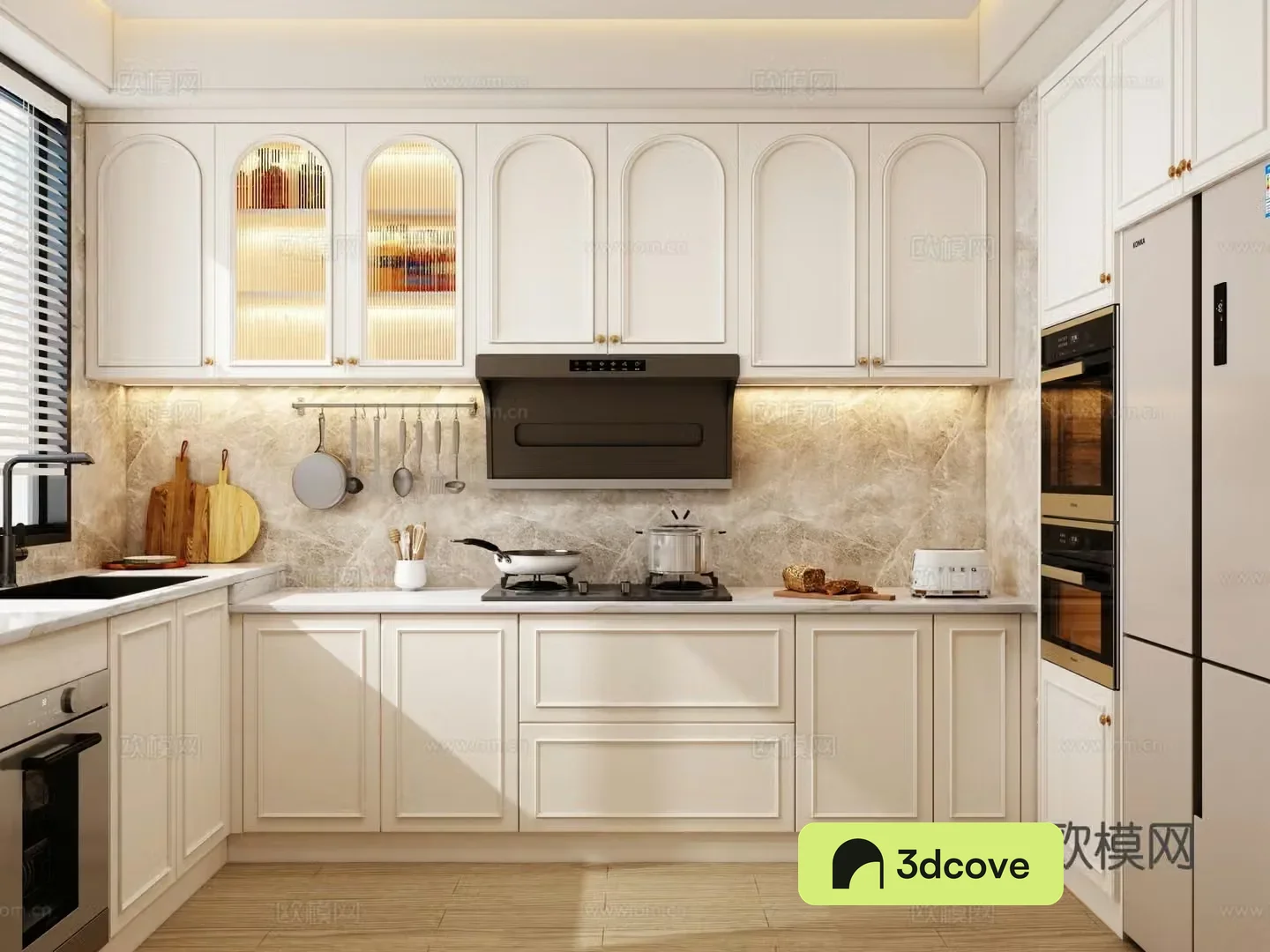 Modern simple European cabinet U-shaped cabinet cream bloat cabinet French cabinet