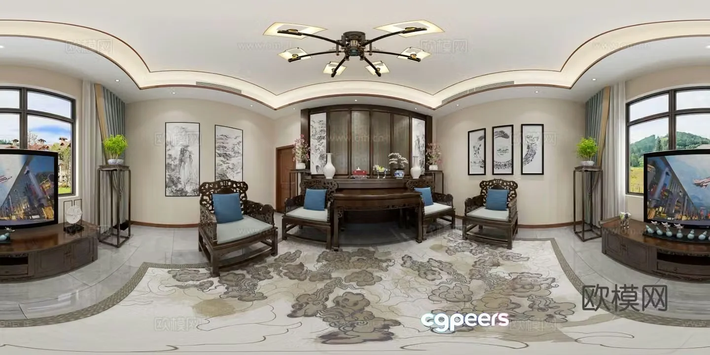 New Chinese style nave CR panoramic 3D model