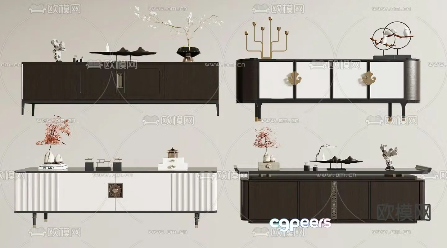 New Chinese style TV cabinet 3d model