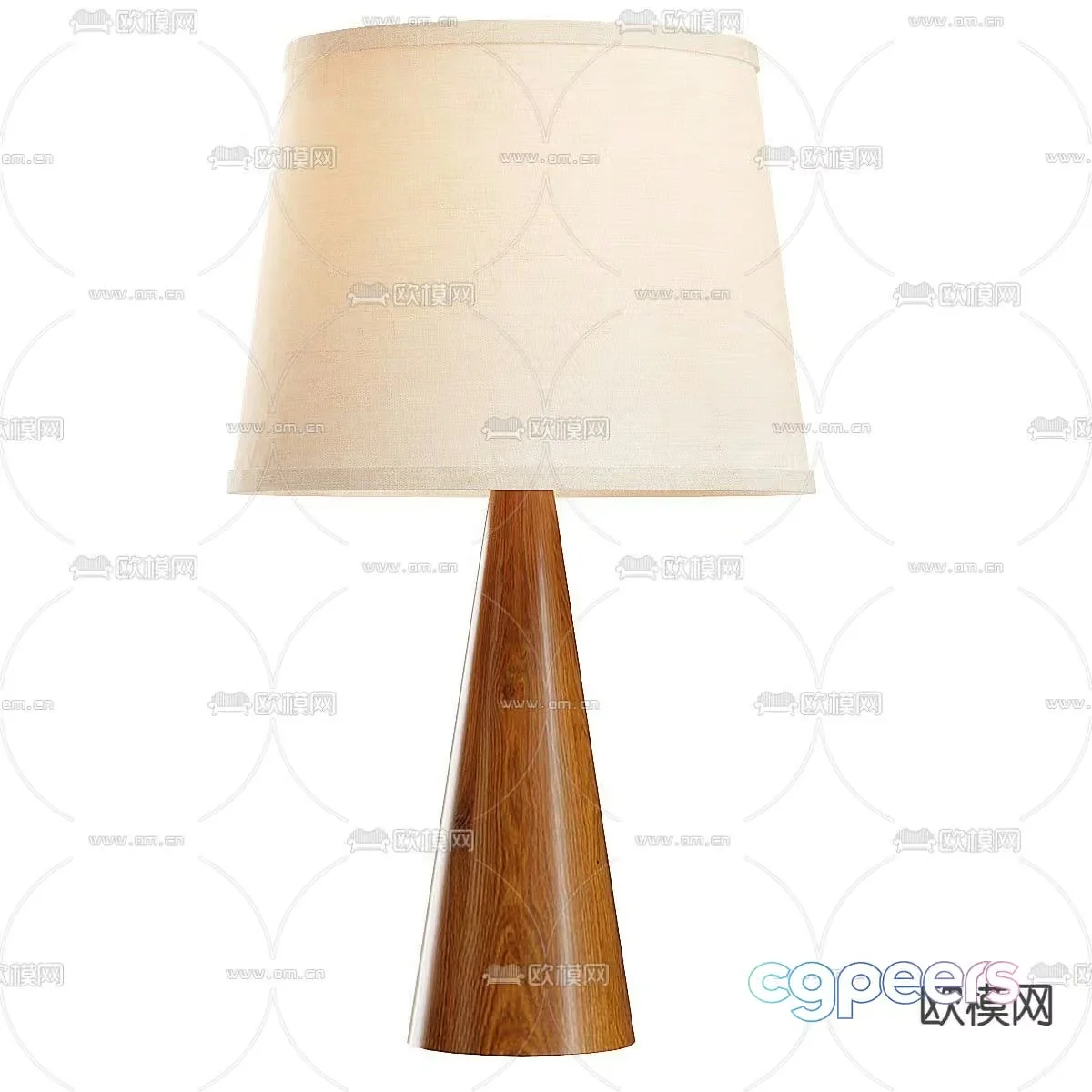 A Table Lamp With A Wooden Base And Beige Shade 3D Model – 20087 – VRAY Render