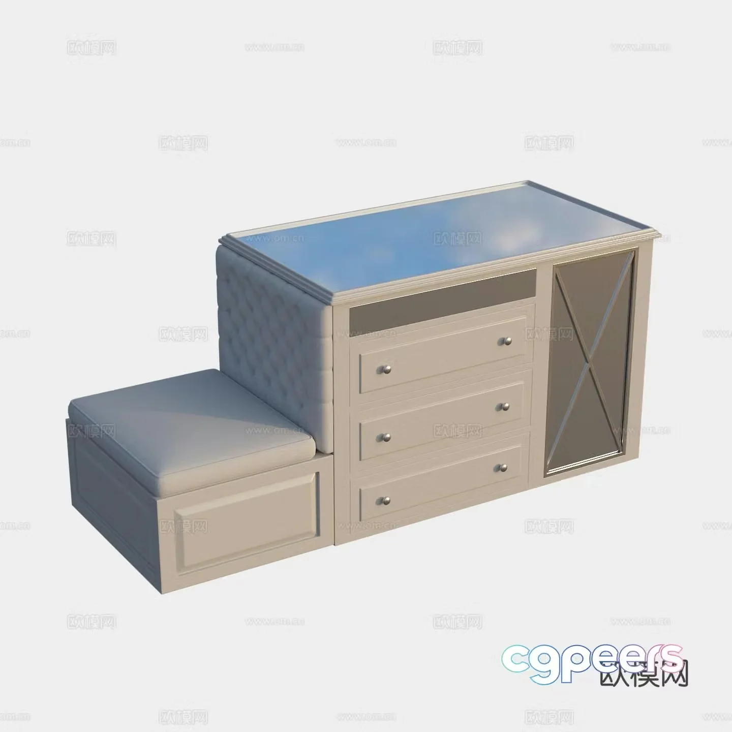 Shoe stool shoe cabinet locker 3d model