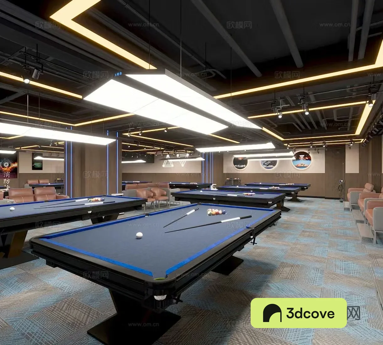 Modern industrial billiard room chandelier